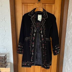 Paparazzi Black Blazer with Pink and Gold Embroidery